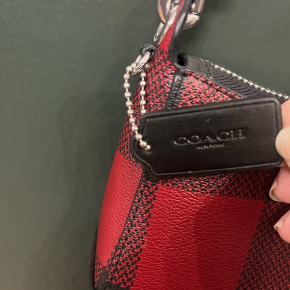 Coach Jess Baguette Buffalo Plaid Red and Black Checkered Crossbody Bag. - Picture 4 of 7
